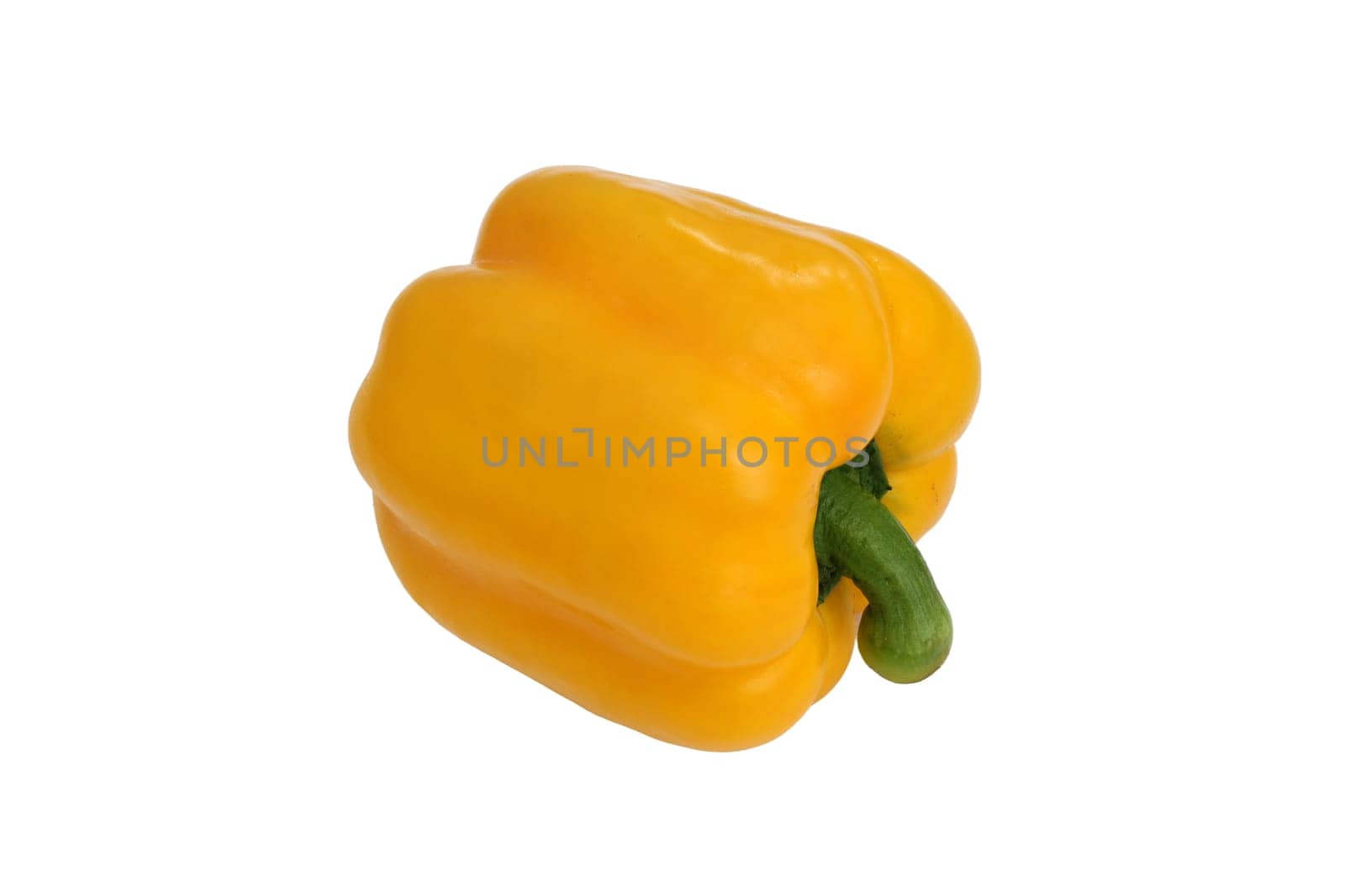 Yellow bell pepper, a staple food ingredient, on white background.