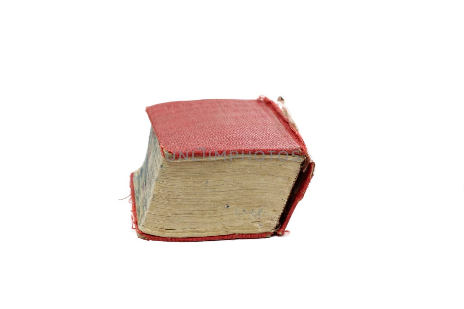 Old red book notepad isolated on white background.