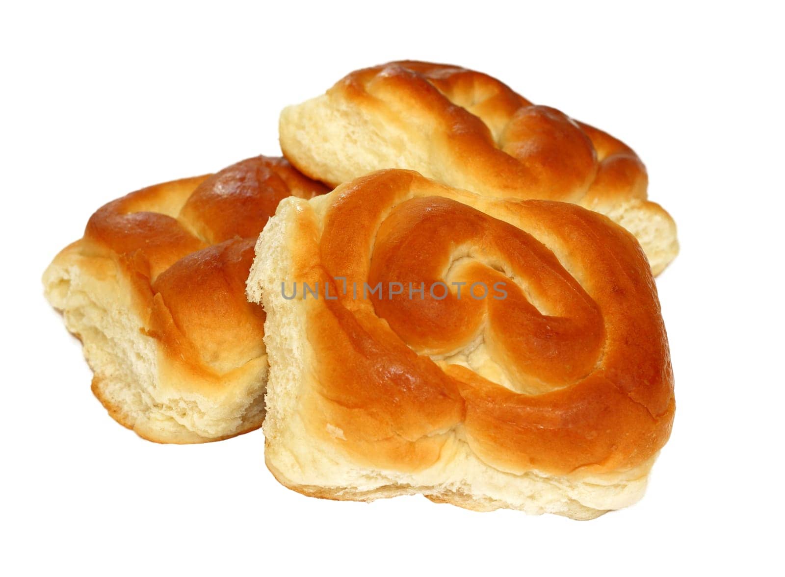 Ruddy rich and delicious bun isolated on white background.