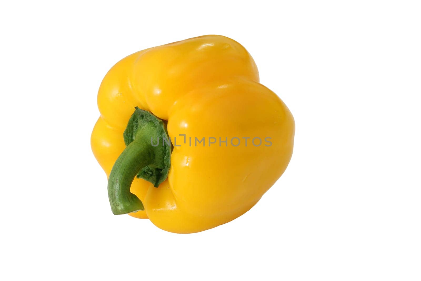 Yellow bell pepper, a staple food ingredient, on white background.