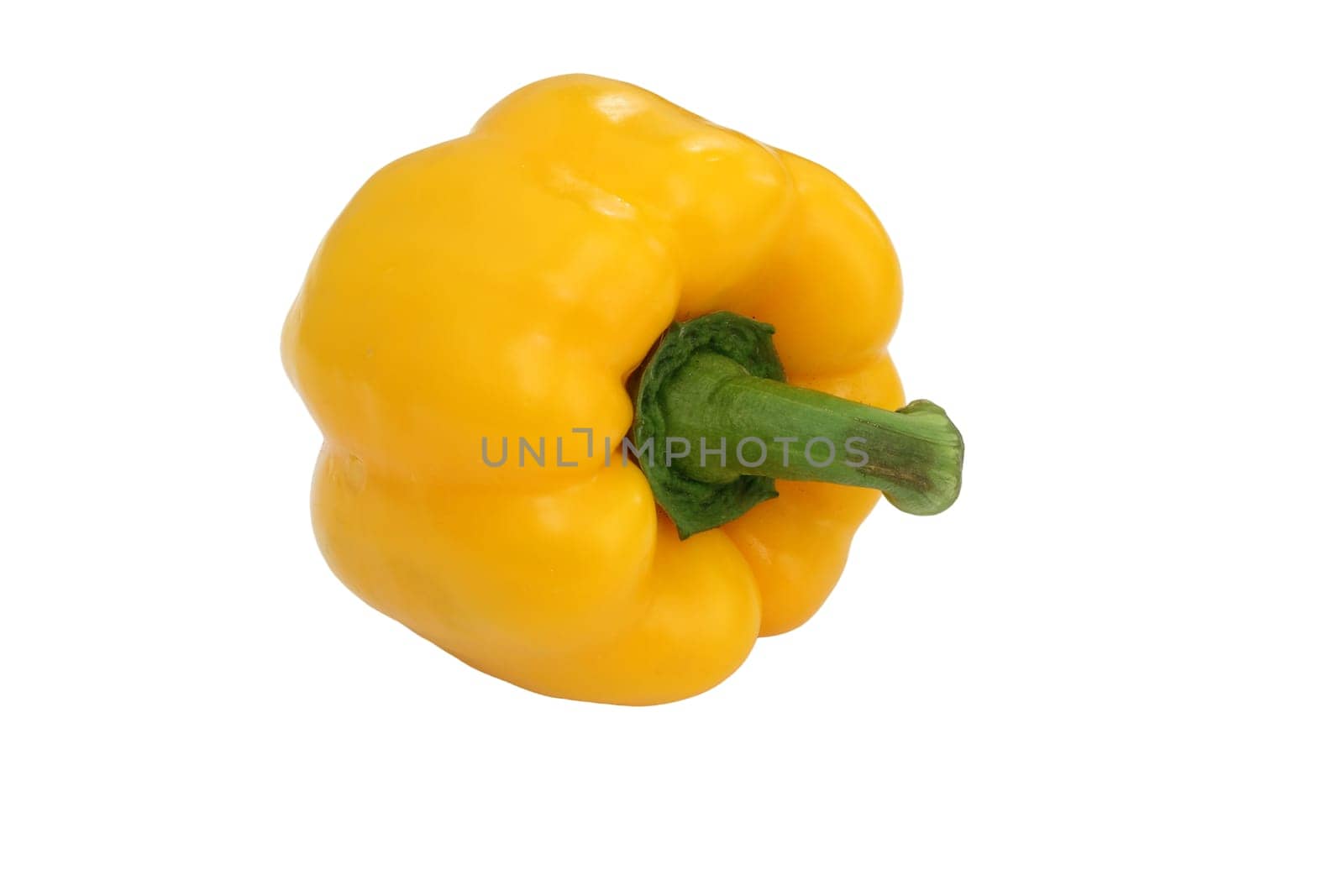 Yellow bell pepper, a staple food ingredient, on white background.