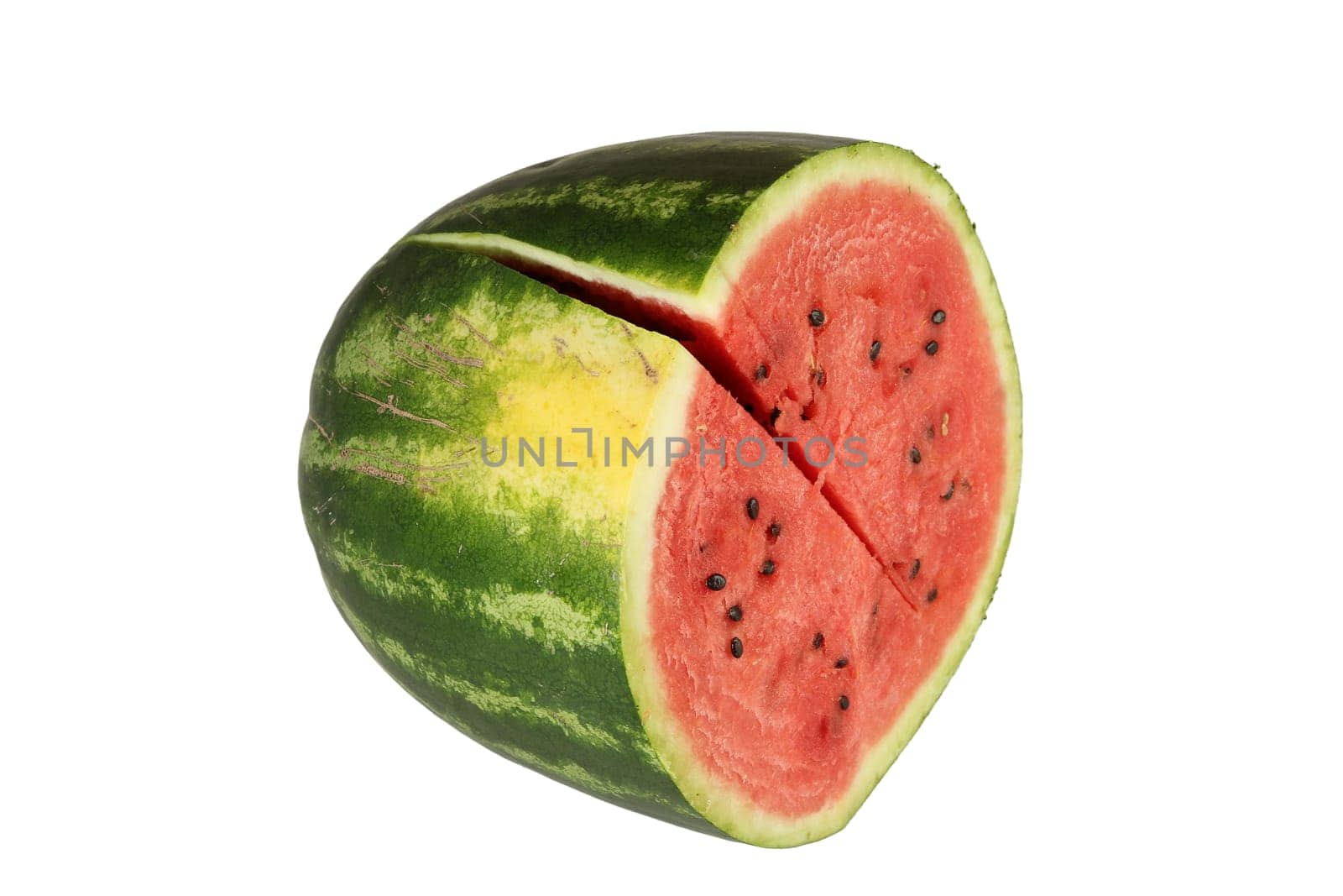 Watermelon, a staple food and natural fruit, is shown on a white background.