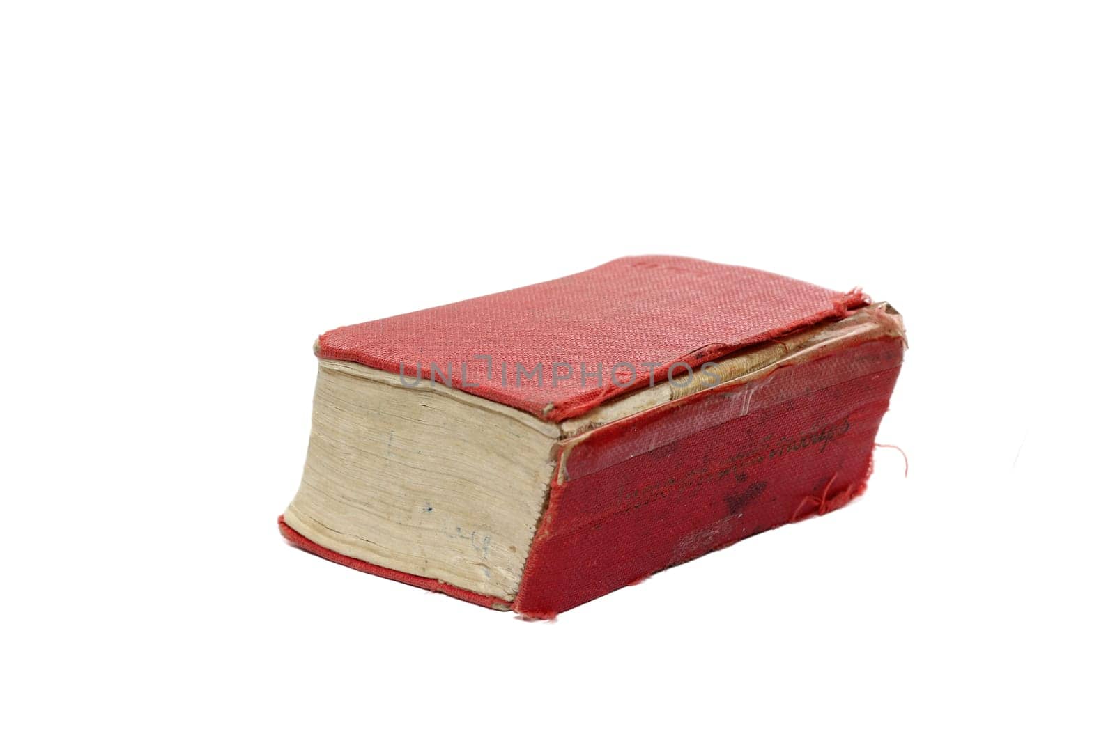 Old red book notepad isolated on white background.