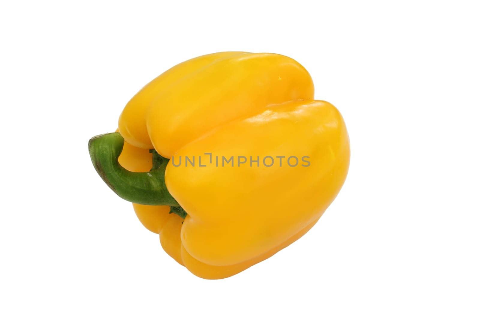 Yellow bell pepper, a staple food ingredient, on white background.
