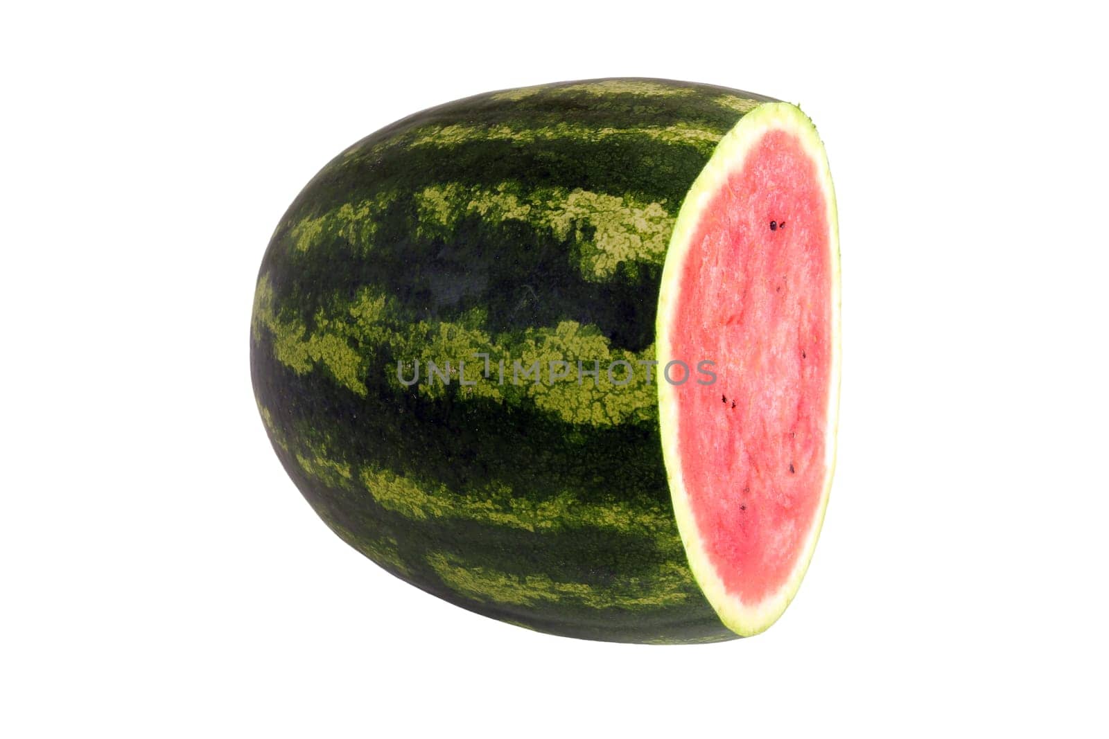 Watermelon, a staple food and natural fruit, is shown on a white background.