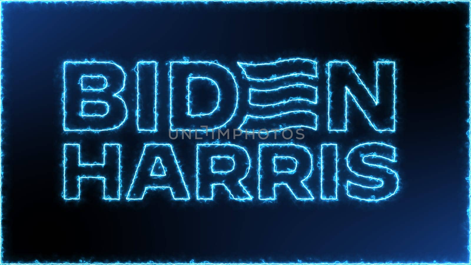 Electrify blue animation of Biden election in 2024, San Diego, California, USA, January 2nd, 2024
