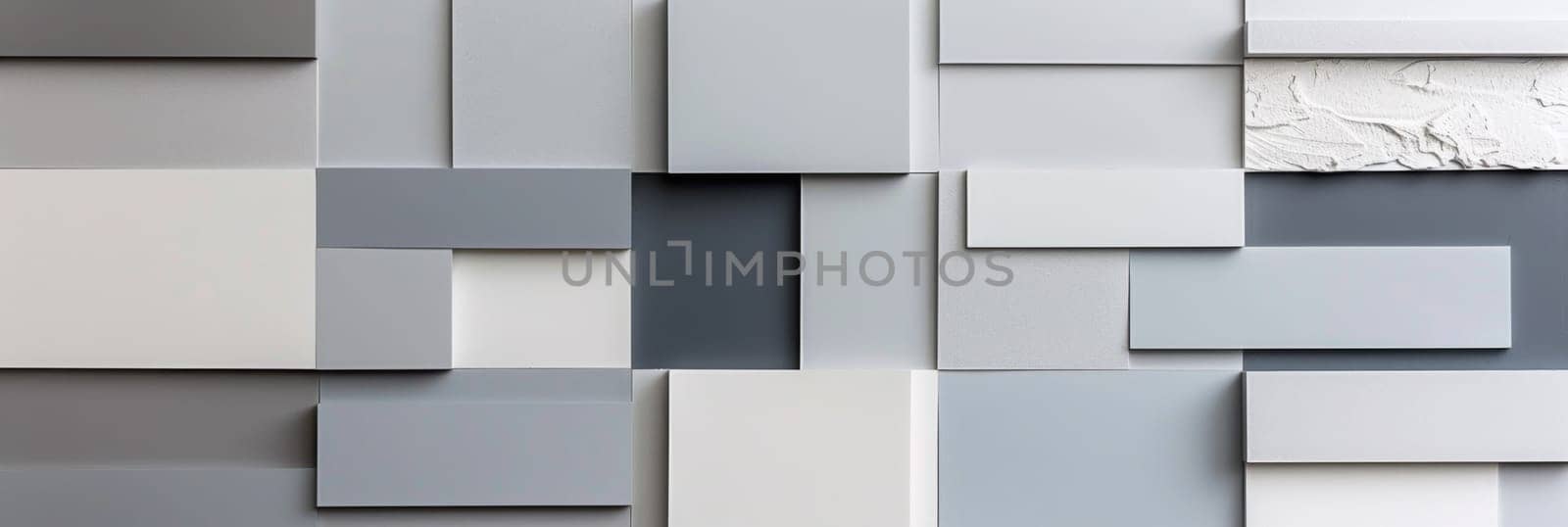 A close up of a wall with squares and rectangles on it