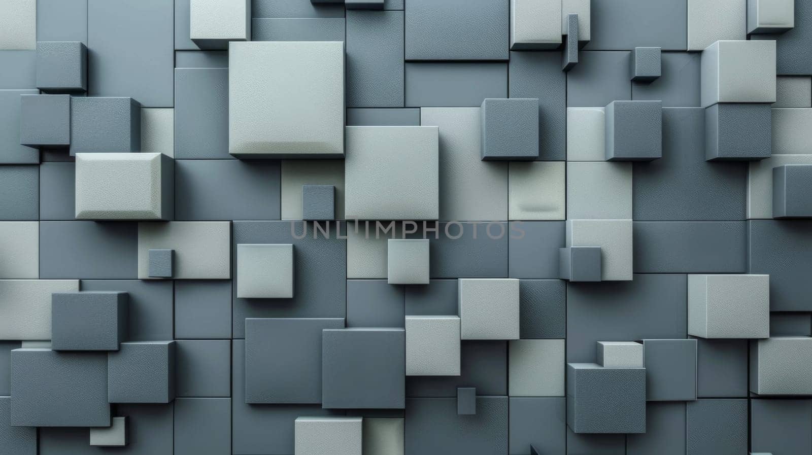 A gray and white abstract wall with many cubes in it