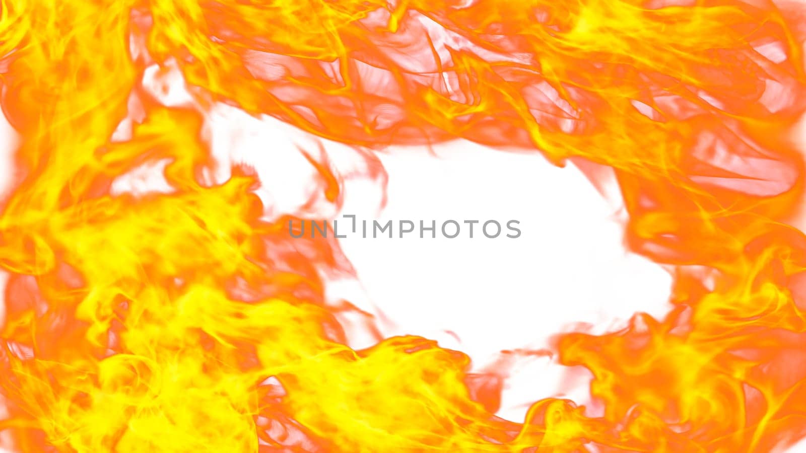 3d illustration. Tongues of flame from four sides on a white background. by mrwed54