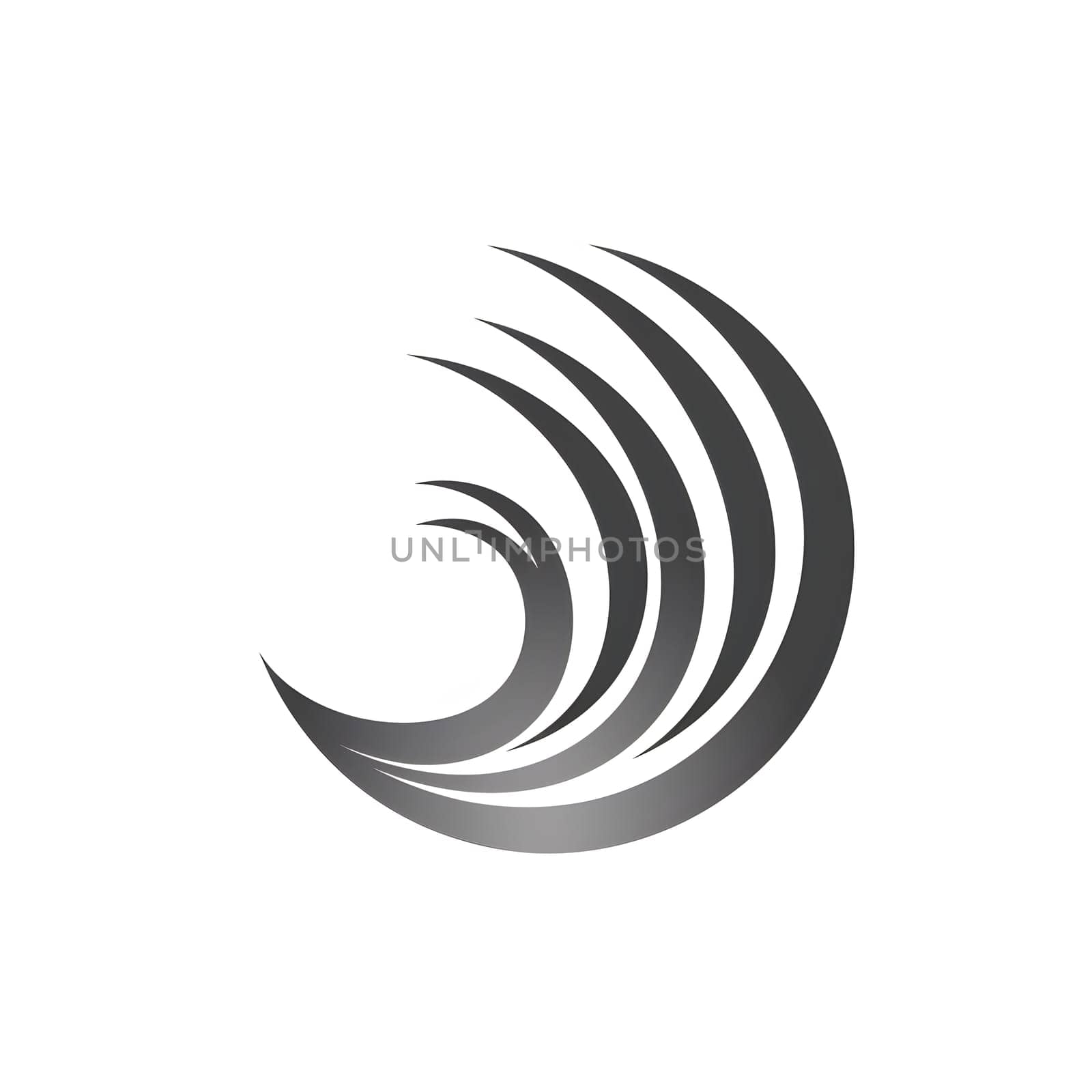 A black and white logo featuring a wave symbol in a minimalist art style. The design is clean and sleek, perfect for monochrome photography or graphic projects