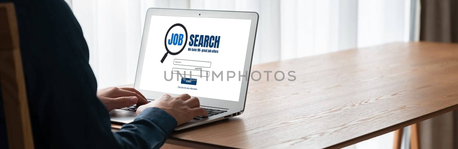 Online job search on modish website for worker to search for job opportunities by biancoblue