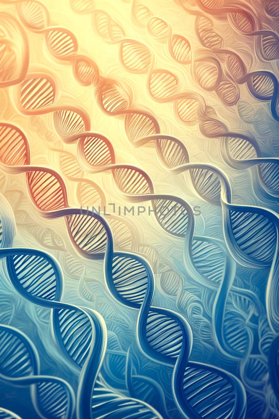 DNA chains on abstract vertical color background by Annado