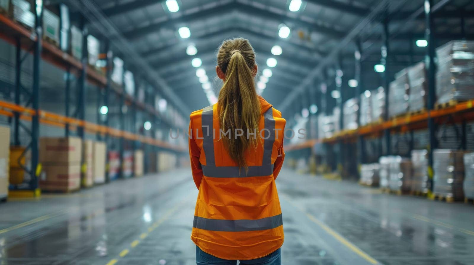 A warehouse worker, A woman worker checking in warehouse.