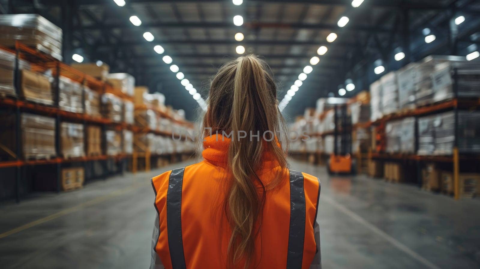 A warehouse worker, A woman worker checking in warehouse.