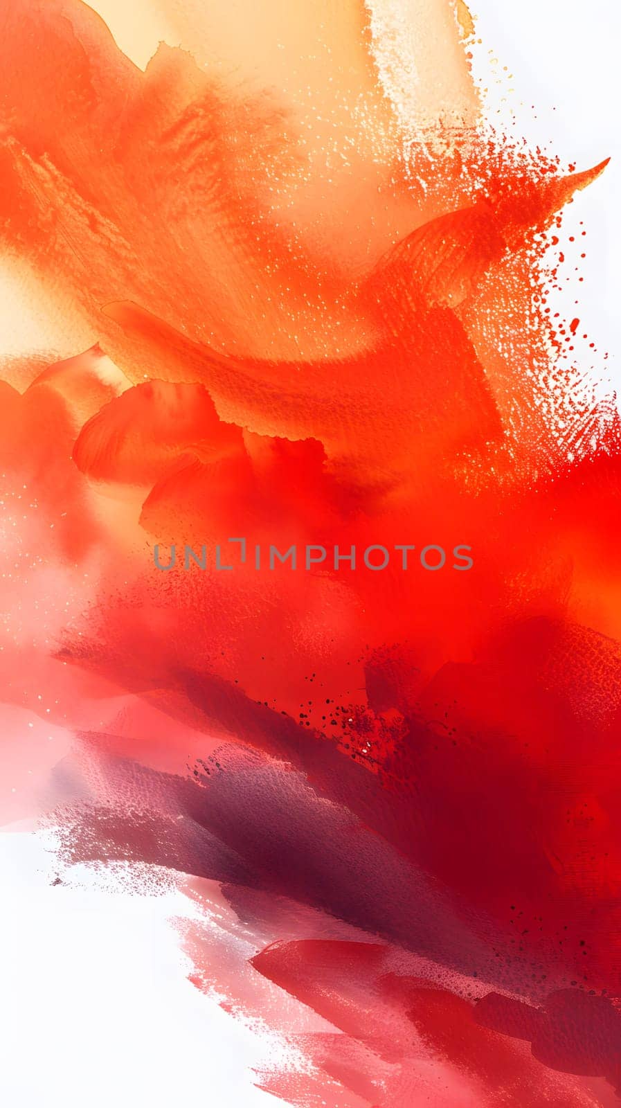 Closeup painting of red and yellow petals on white background by Nadtochiy