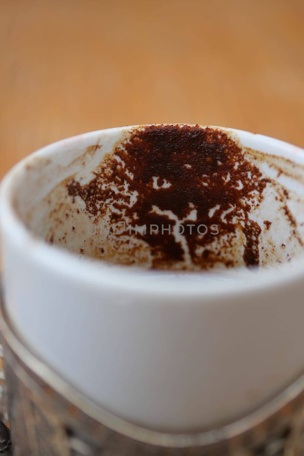 top view of empty coffee cup on table