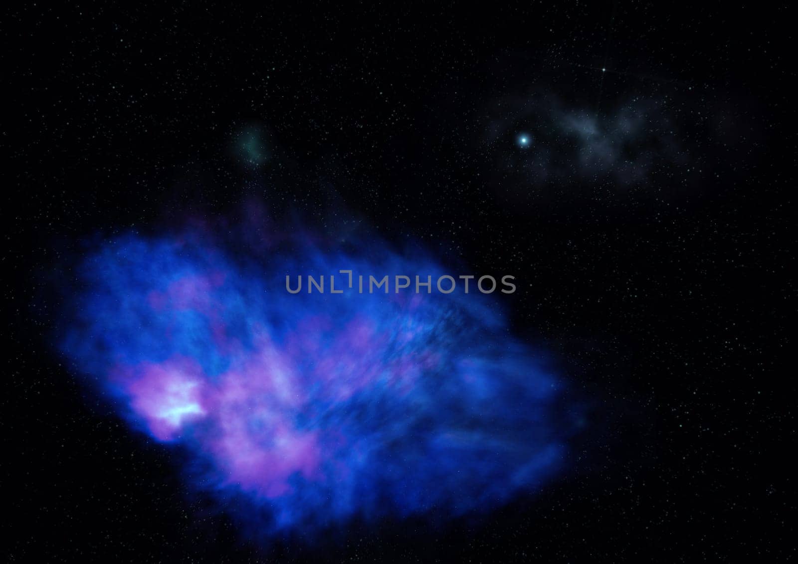 Far being shone nebula and star field against space. Elements of this image furnished by NASA . 3D rendering.