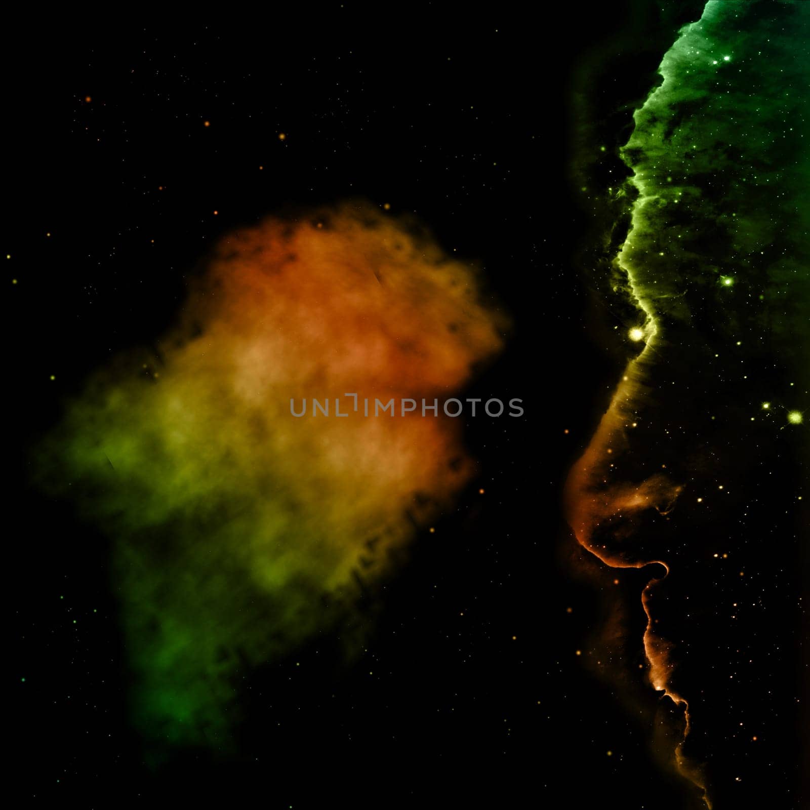 Far being shone nebula and star field against space. Elements of this image furnished by NASA . 3D rendering.