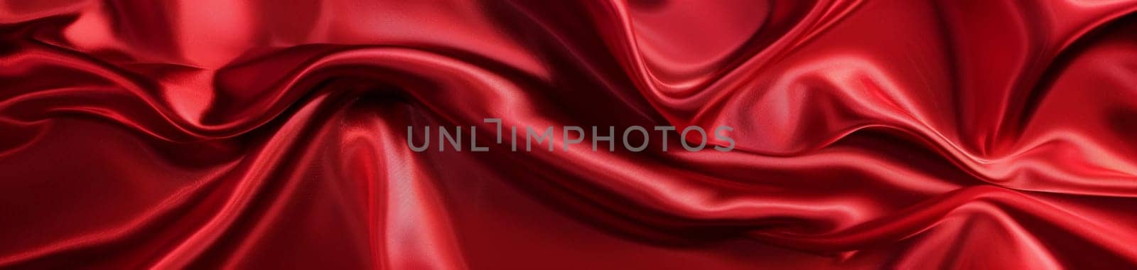 Velvety red satin folds create a tactile texture, emanating warmth and passion in a high-quality fabric shot. by sfinks