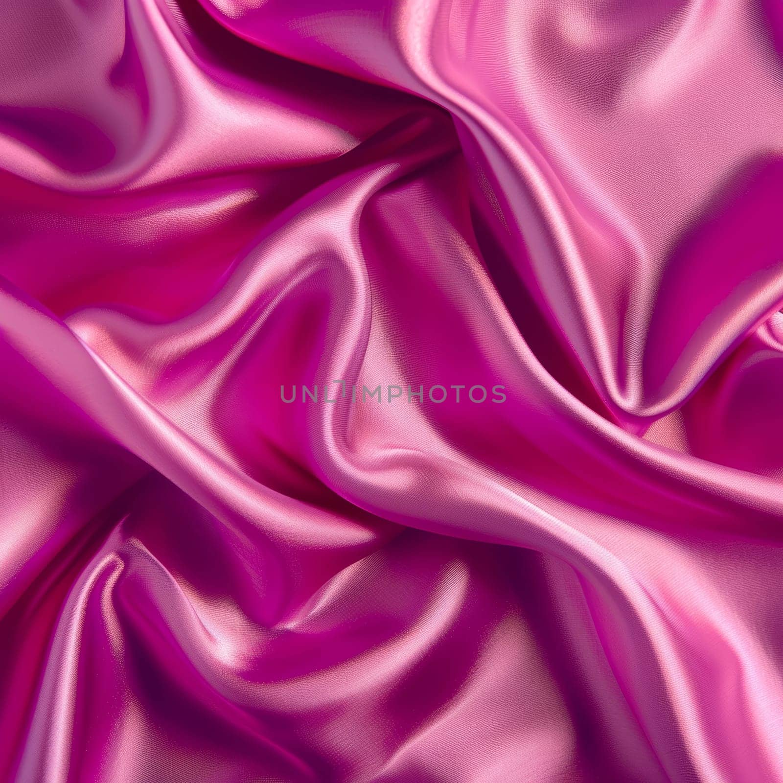 Swirling folds of radiant fuchsia satin create a hypnotic abstract composition, brimming with depth, movement and textural allure