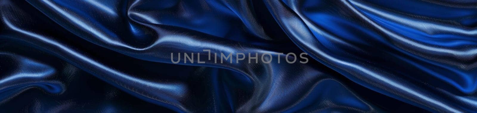 Luxurious navy blue satin, with its rich folds and captivating shine, detailed in a shot that exudes exclusivity and elegance