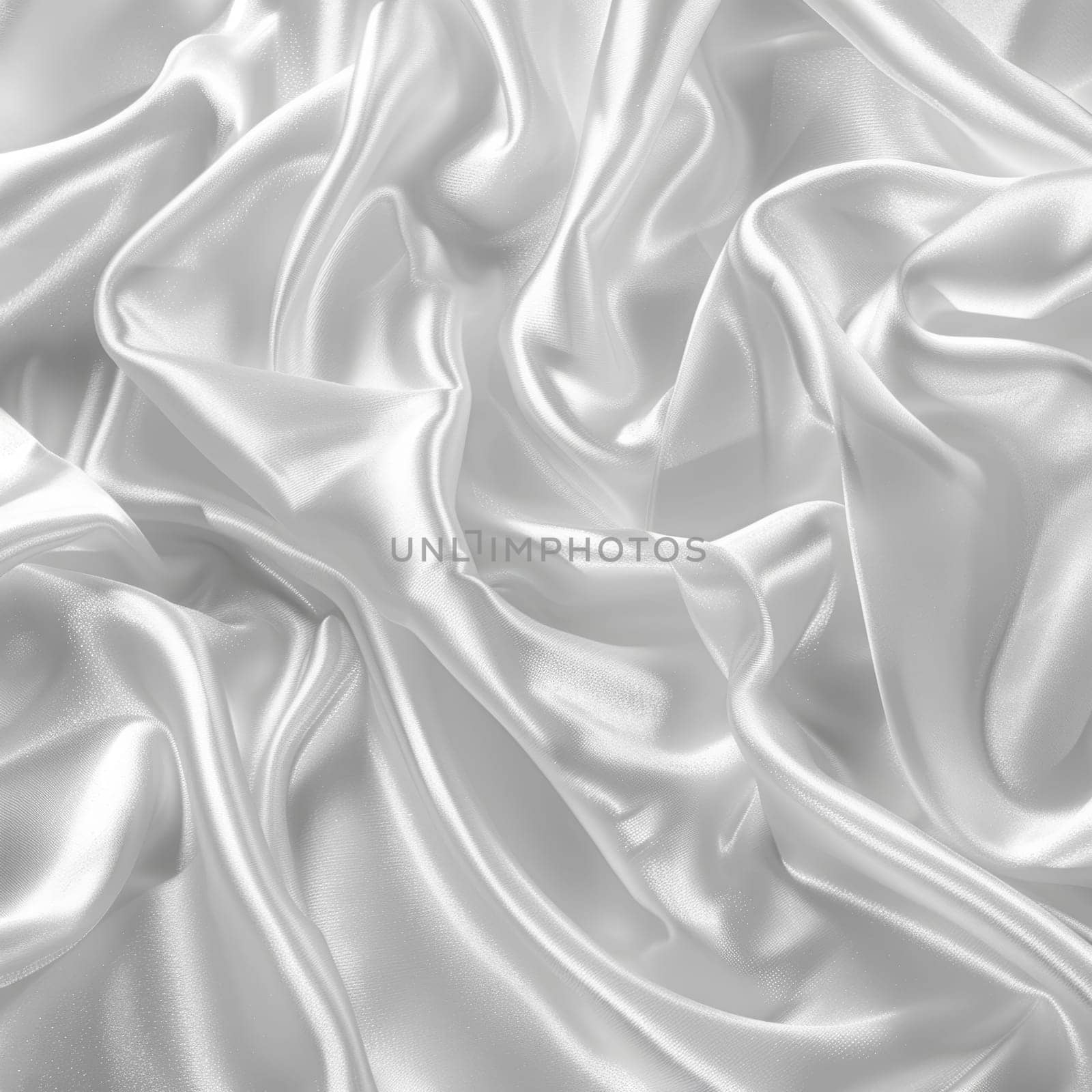 Flowing, sinuous swirls of lustrous, silky satin fabric create a mesmerizing, abstract visual display