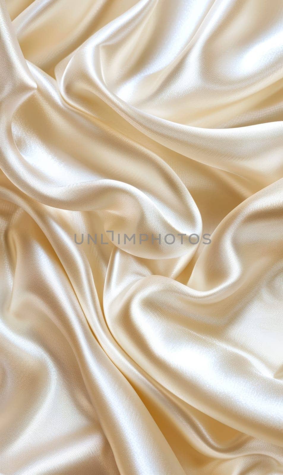 Elegant waves of high-quality cream silk fabric with a lustrous sheen, perfect for backgrounds or luxury design themes