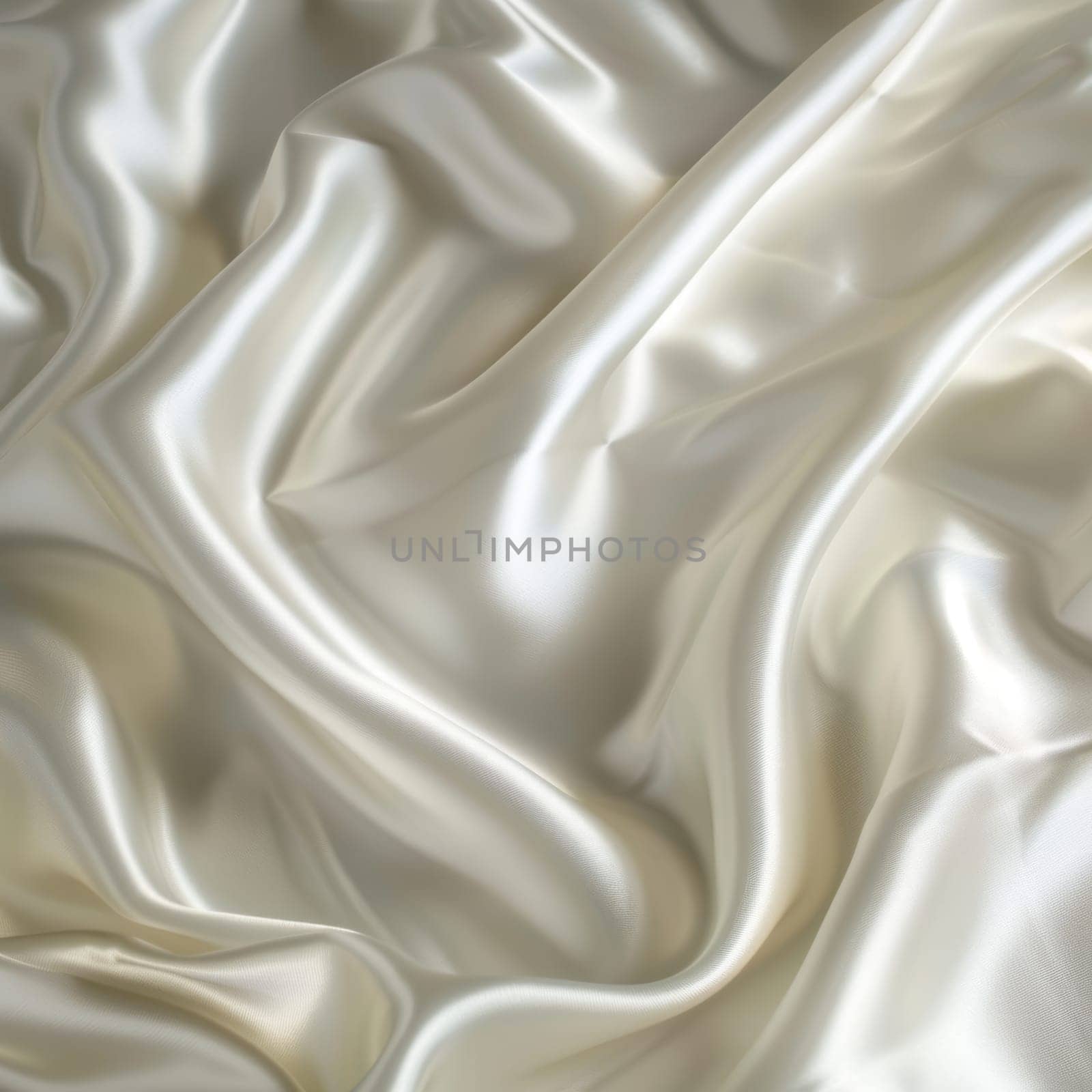 Lush, ivory satin fabric cascades in mesmerizing folds, exuding a sense of refined elegance and unparalleled luxury