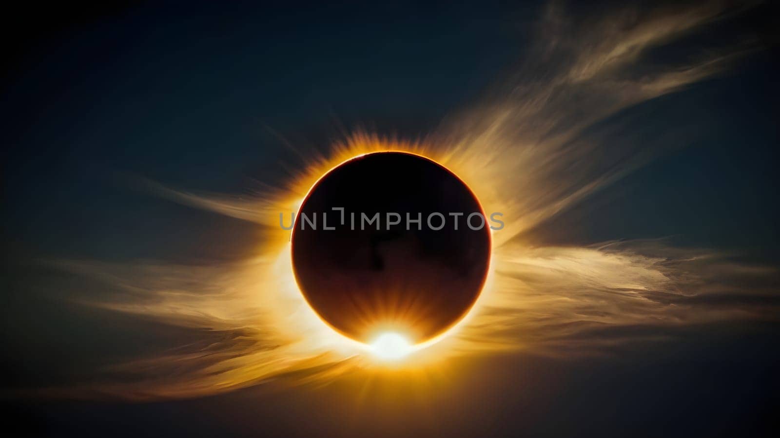 Solar eclipse in evening sky. by andre_dechapelle