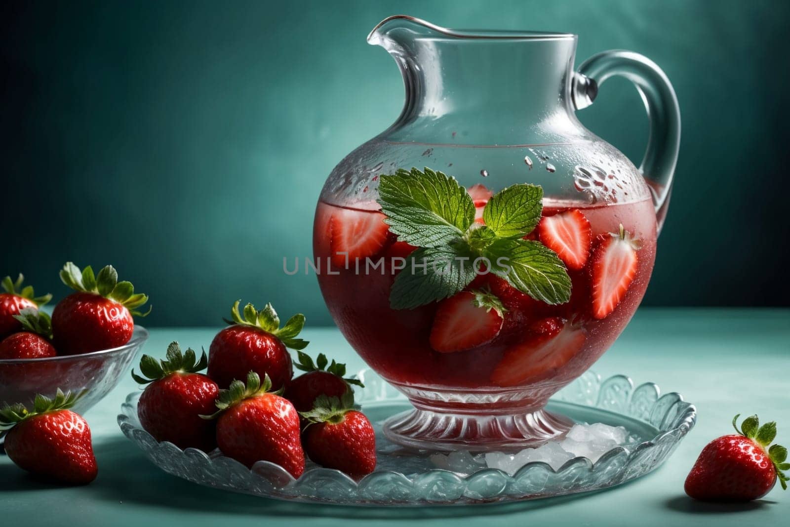 fresh cold compote made from ripe red strawberries .