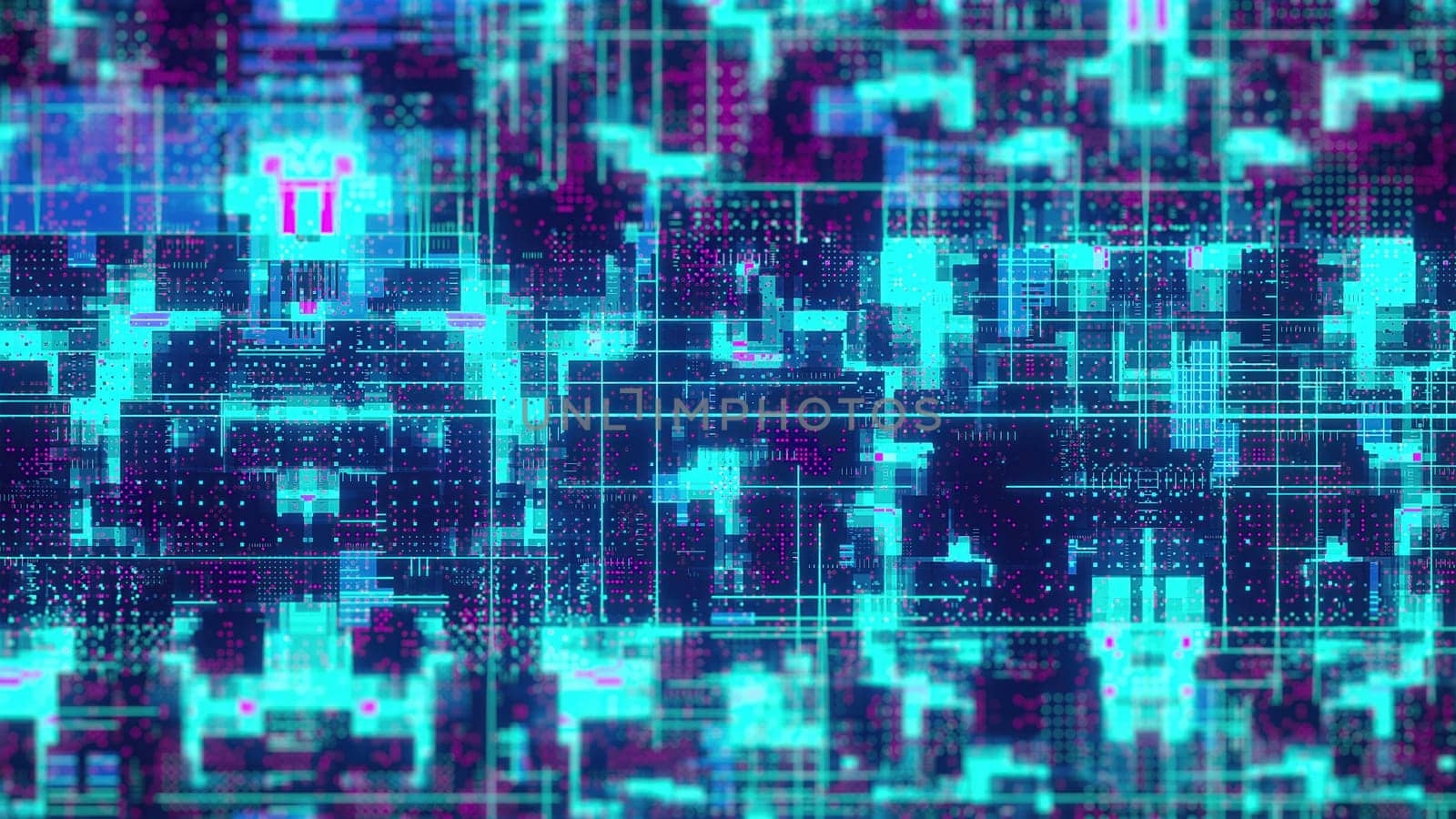 Cyberpunk technology background. Computer generated 3d render