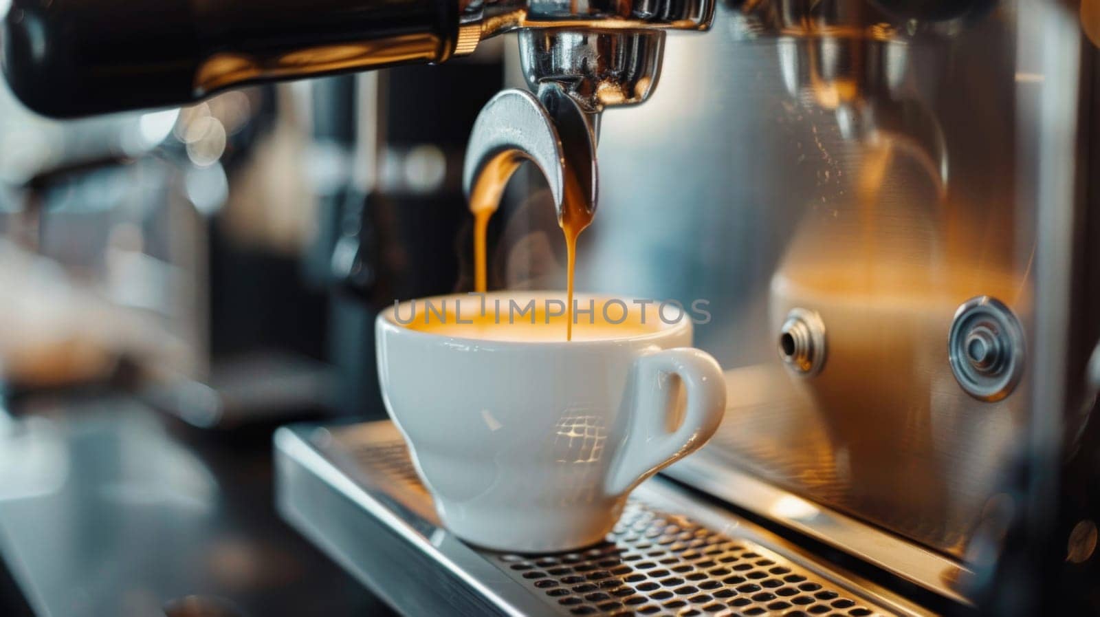 A cup of coffee being poured into a white mug