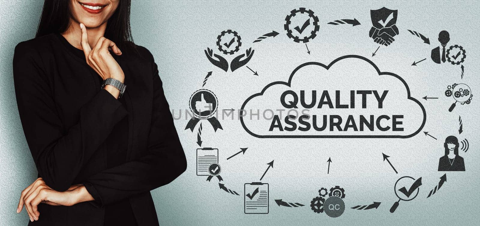 QA Quality Assurance and Quality Control Concept uds by biancoblue