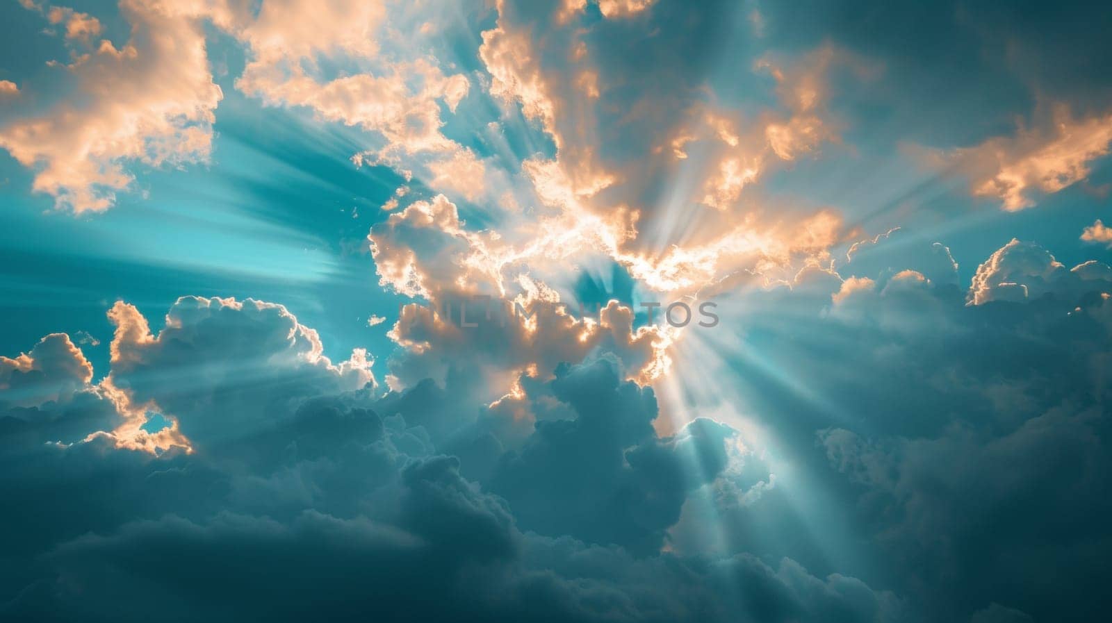 A picture of a bright sun shining through the clouds