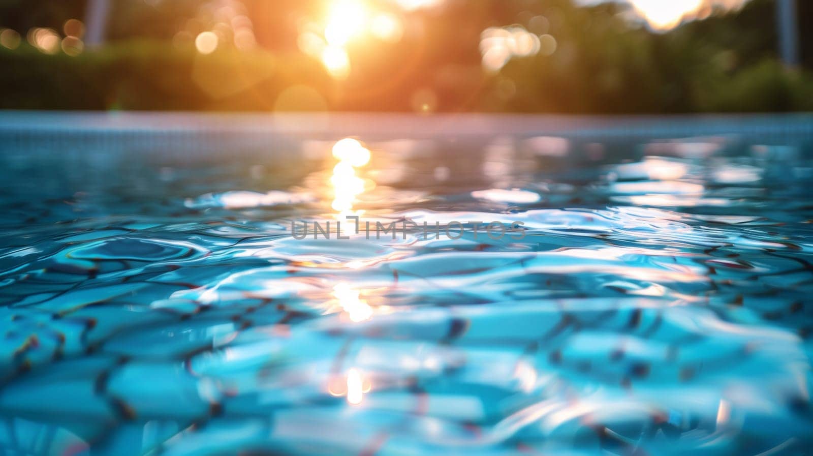 A close up of a blue pool with water rippling in it