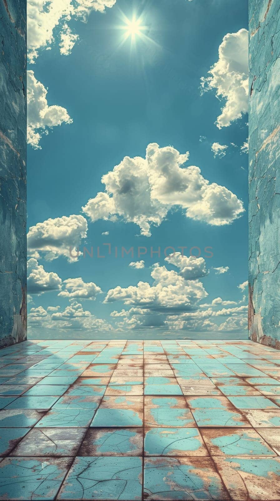 A view of a blue sky with clouds in the distance