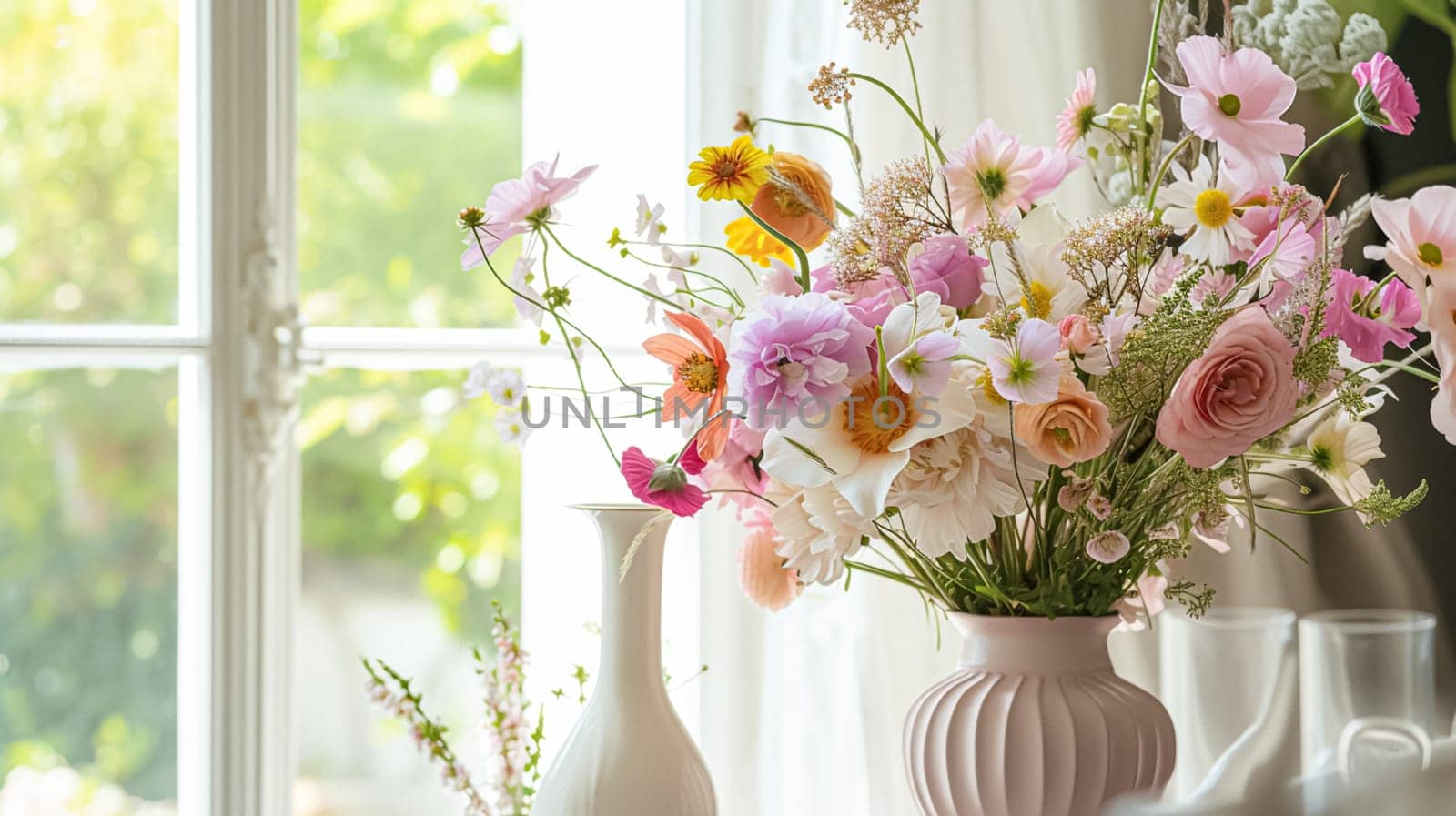 Beautiful bouquet of flowers in a vase. Floral arrangement