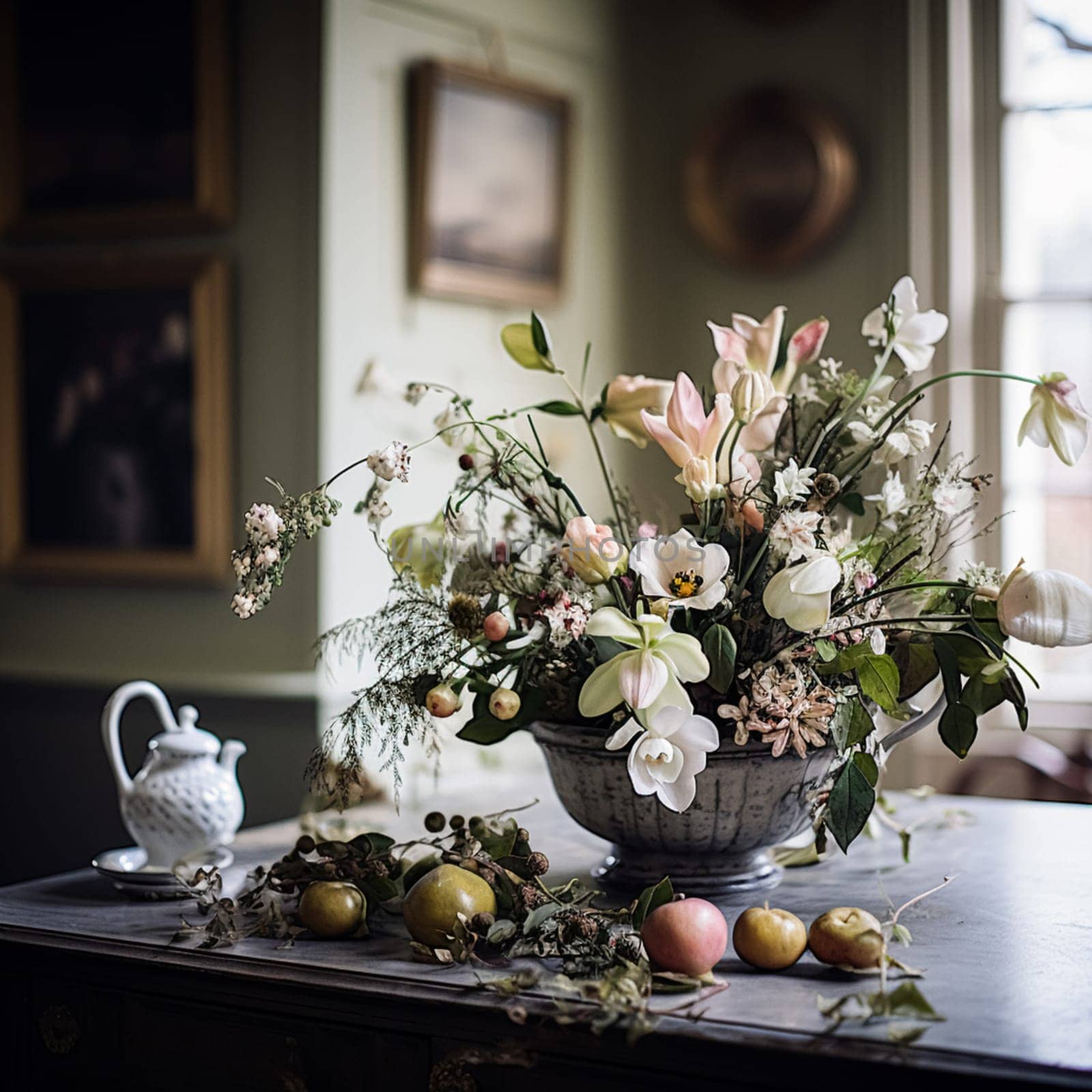 Beautiful bouquet of flowers in a vase. Floral arrangement