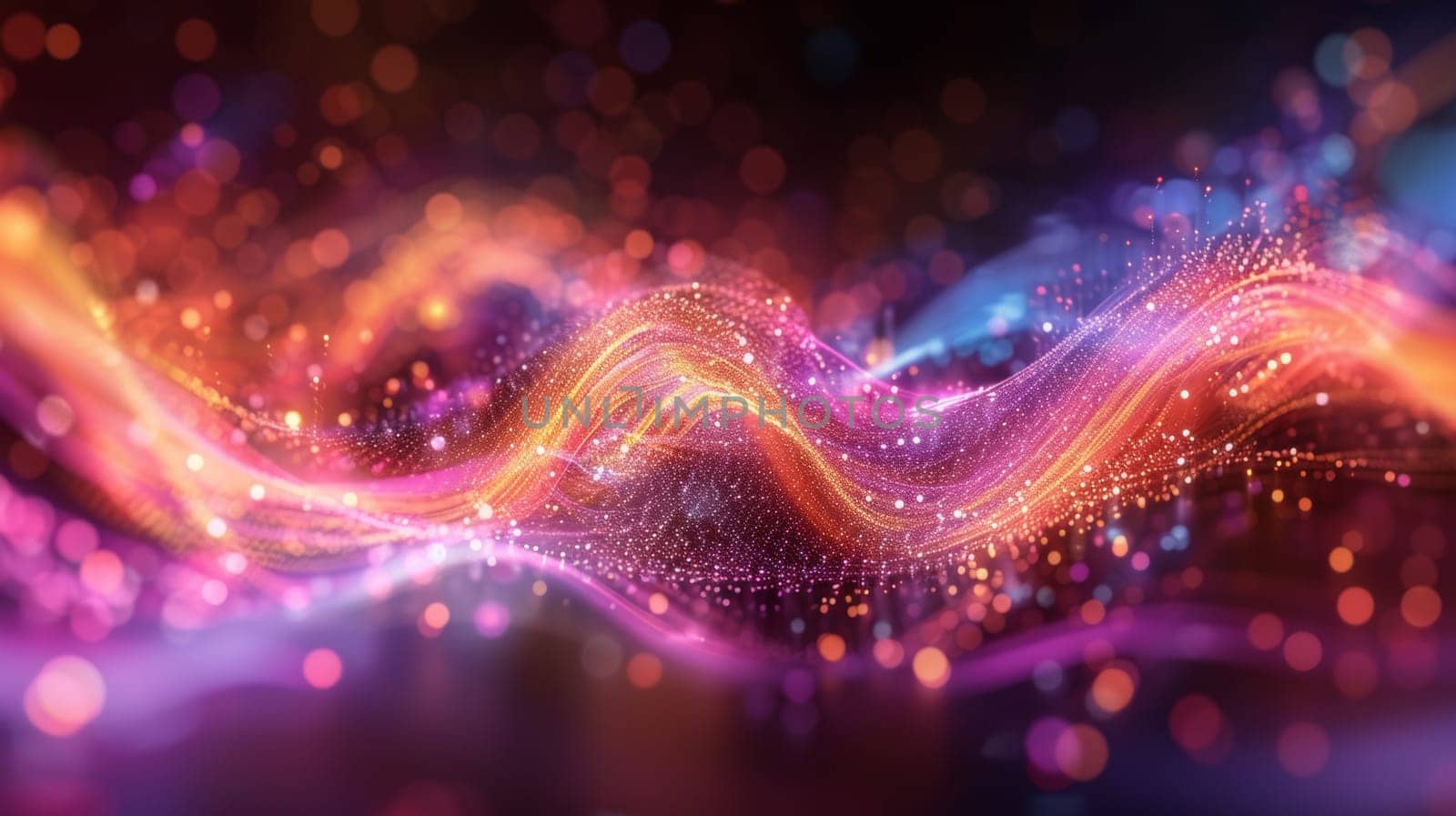 Abstract colorful waves and lights on a dark background