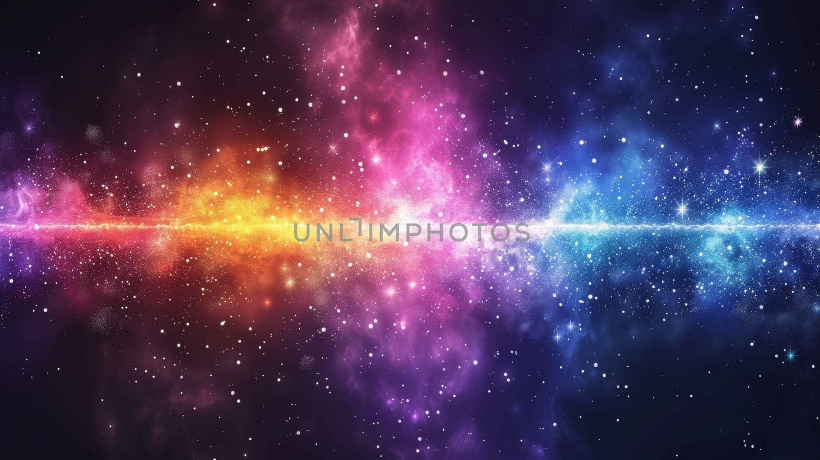 A colorful galaxy with a bright blue, purple and red light