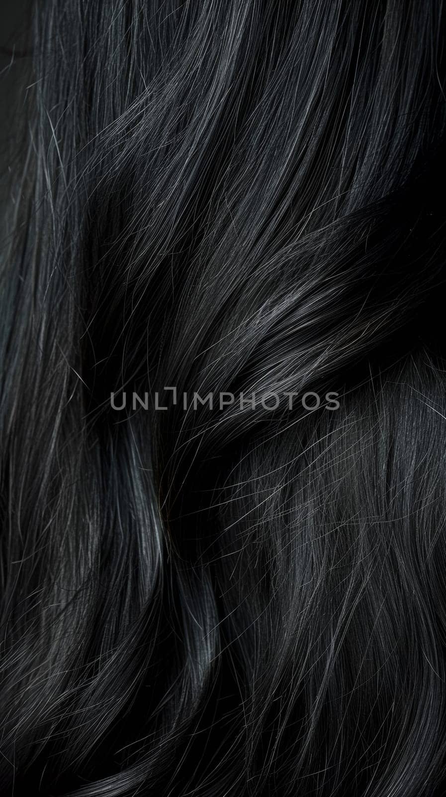 A close up of a woman's hair with long black strands