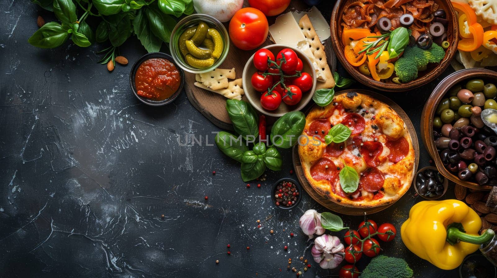 A table with a variety of different foods on it