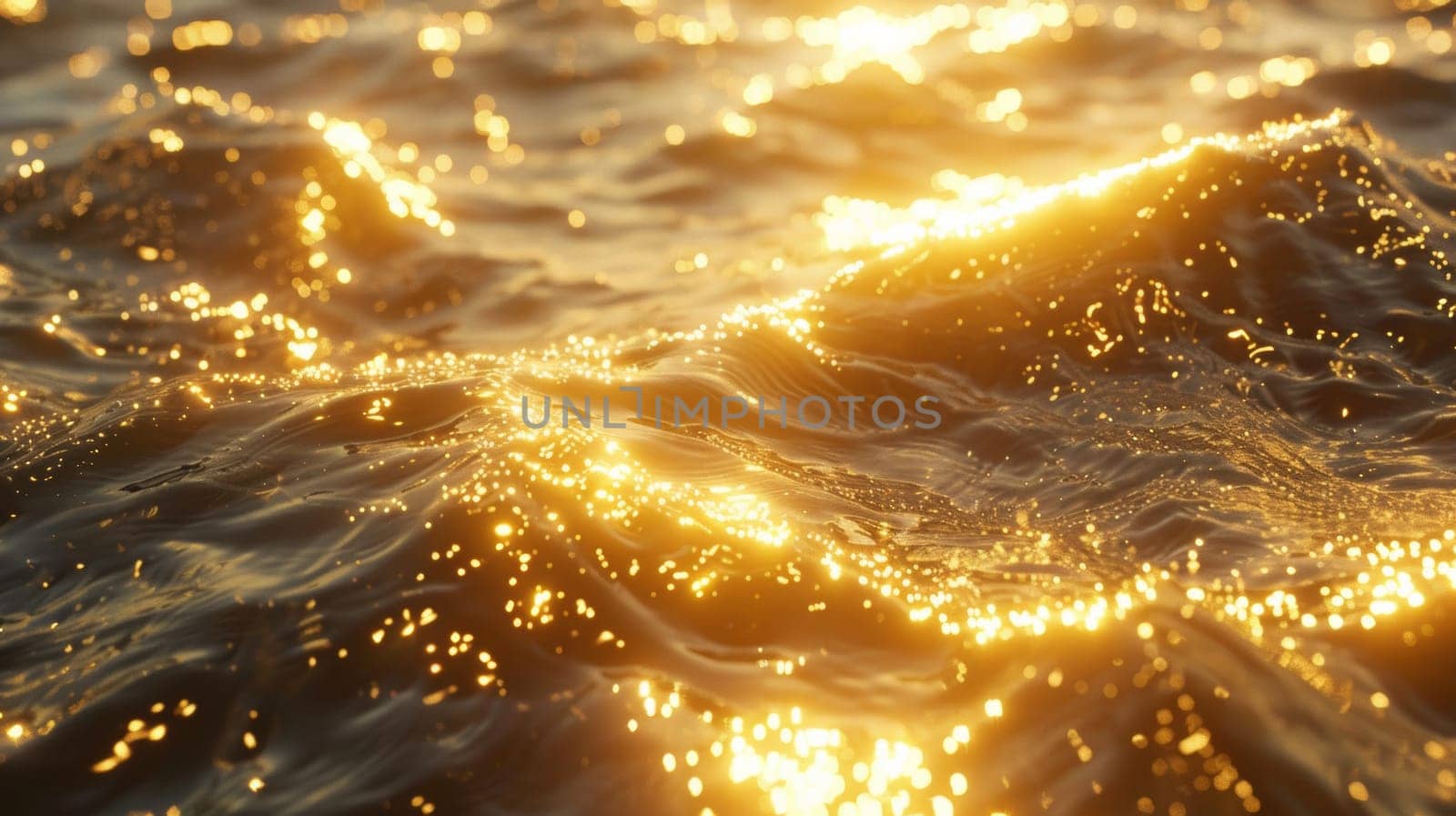 A close up of a golden sunset on the water