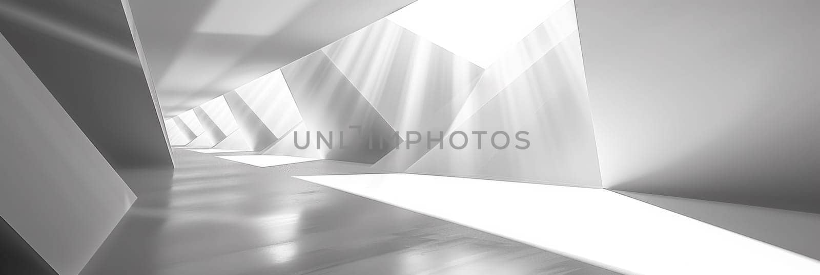 A long hallway with a lot of windows and sunlight coming in