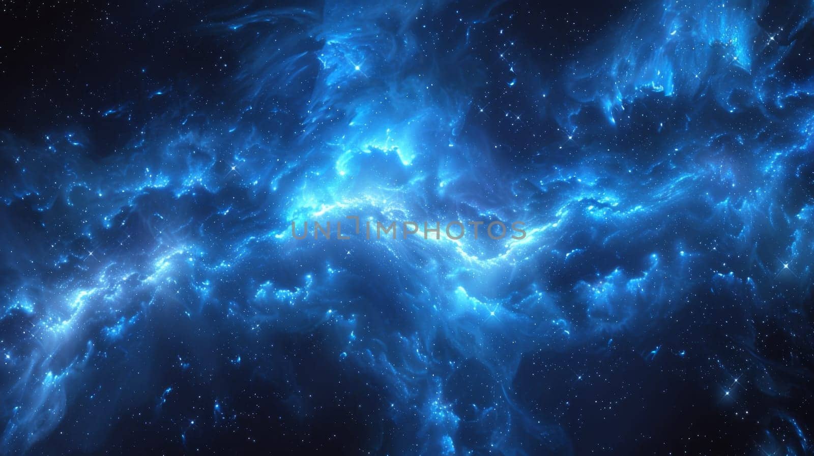 A blue nebula with a bright star in the center