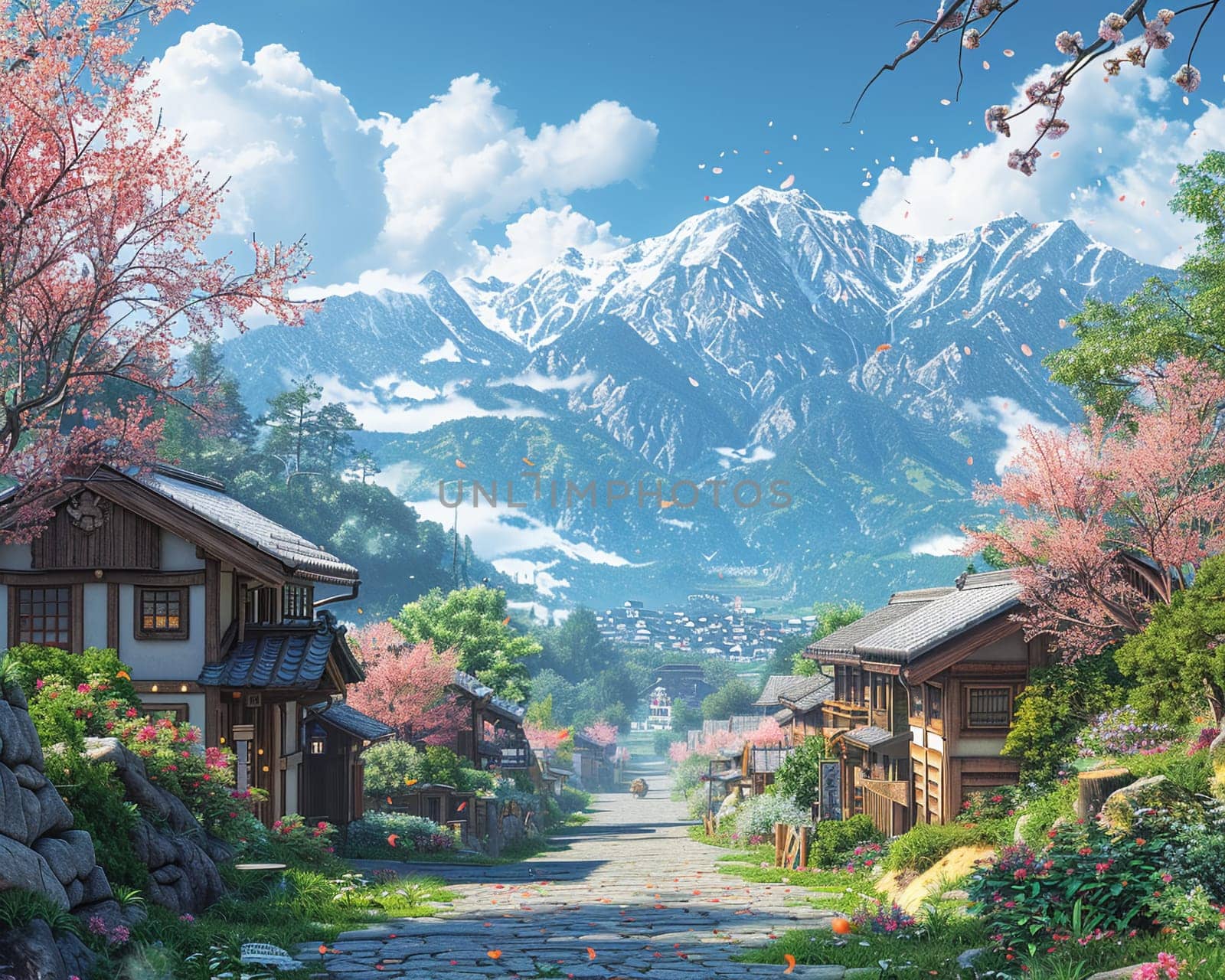 Digitally created image of a peaceful village by Benzoix