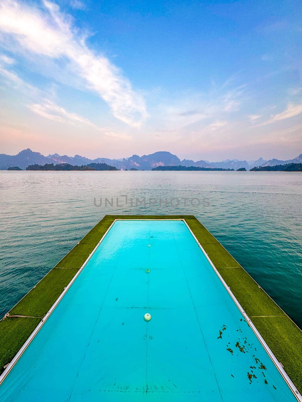 Floating bungalow on the Cheow lan Lake in Khao Sok National Park in Surat Thani, Thailand. South east asia