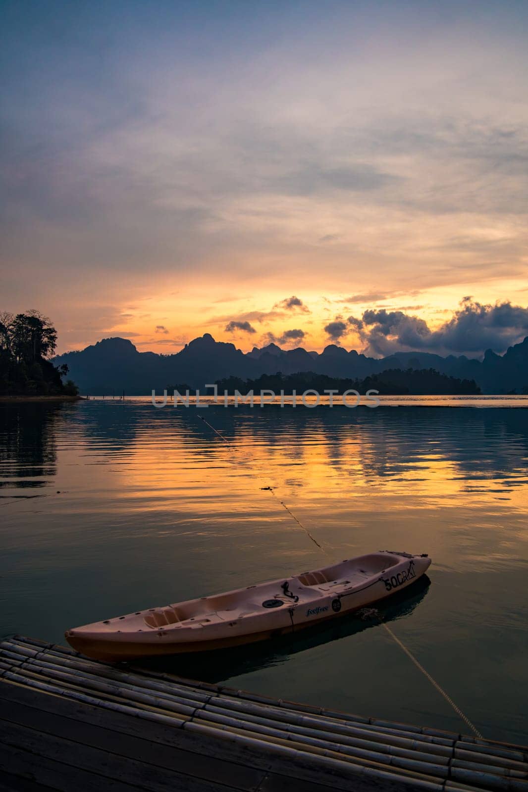 Floating bungalow on the Cheow lan Lake in Khao Sok National Park in Surat Thani, Thailand. South east asia