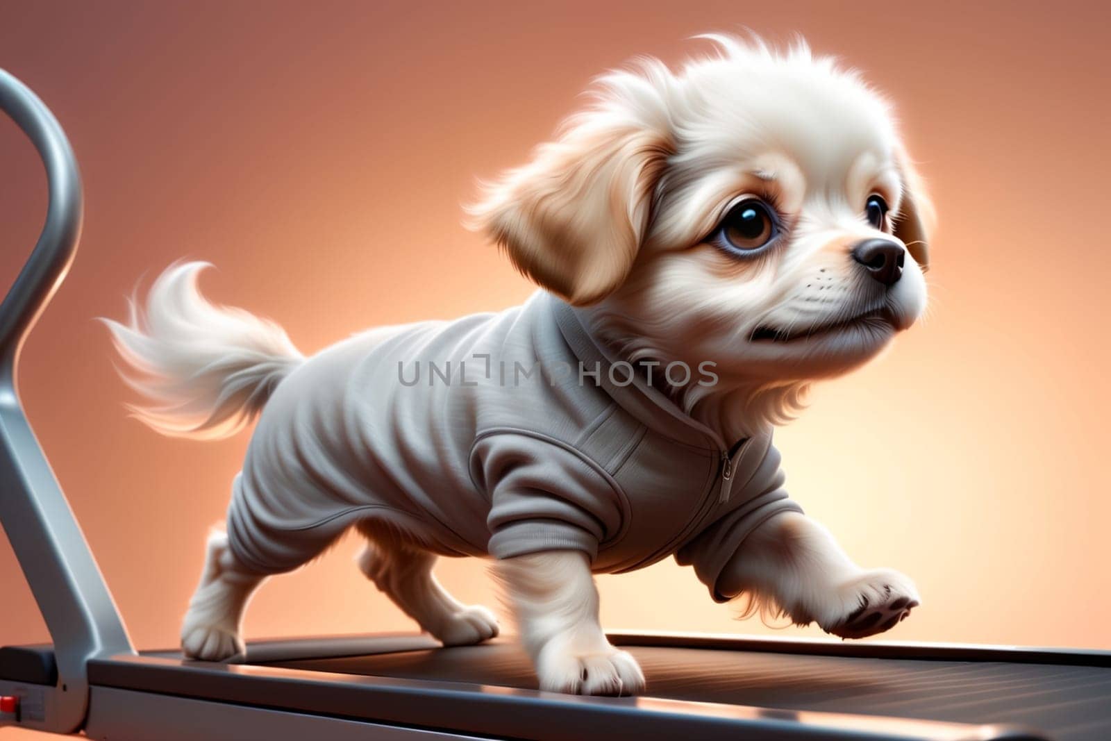 dog on a treadmill doing sports .