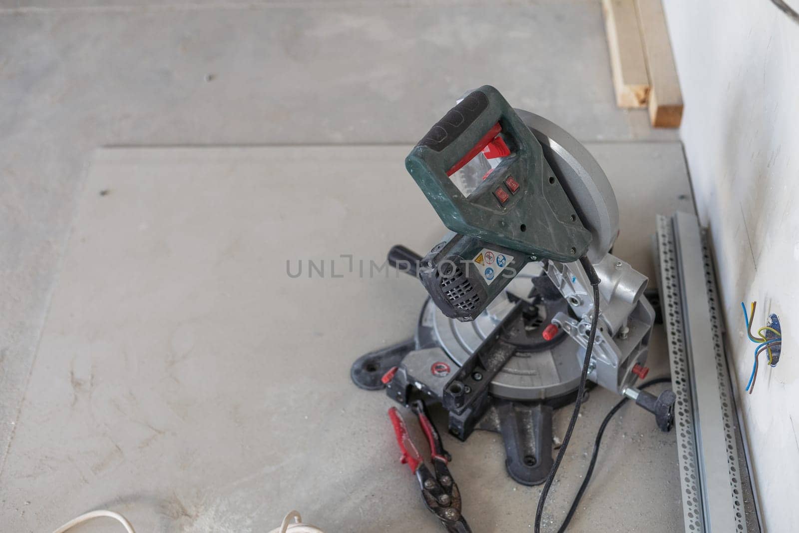 Power chop saw on the Construction site . High quality photo